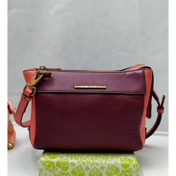 Marc By Marc Jacobs Purple Pebbled Leather Zipper Closure Crossbody Bag - Picture 1 of 16